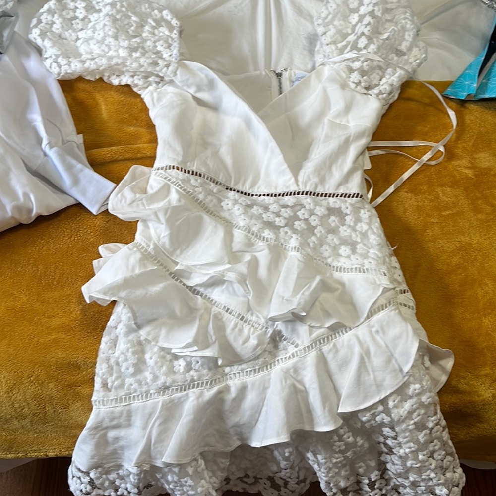 White dress-ruffles